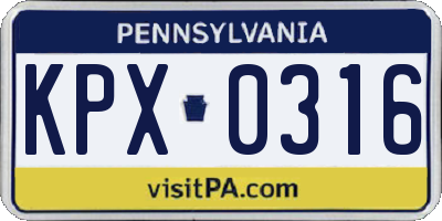 PA license plate KPX0316