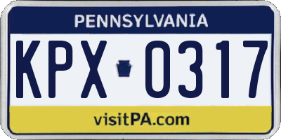 PA license plate KPX0317