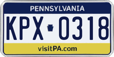 PA license plate KPX0318