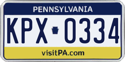 PA license plate KPX0334