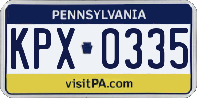 PA license plate KPX0335