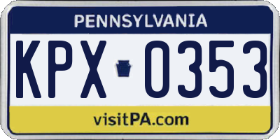 PA license plate KPX0353