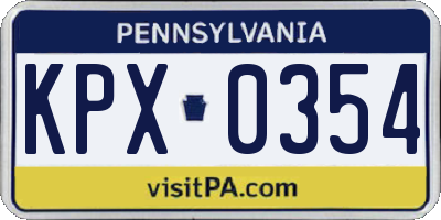 PA license plate KPX0354