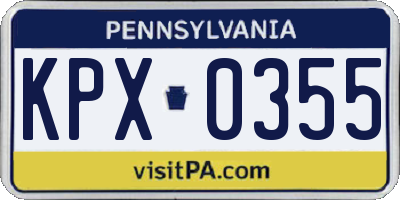 PA license plate KPX0355