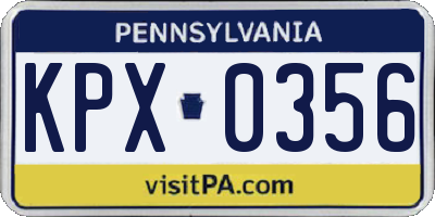 PA license plate KPX0356