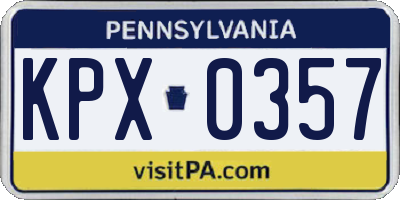 PA license plate KPX0357