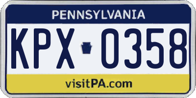 PA license plate KPX0358