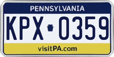 PA license plate KPX0359
