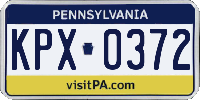 PA license plate KPX0372