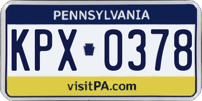 PA license plate KPX0378