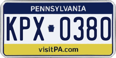PA license plate KPX0380