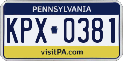 PA license plate KPX0381