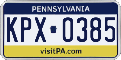 PA license plate KPX0385