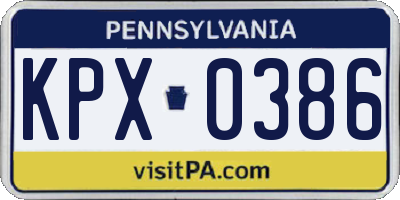PA license plate KPX0386