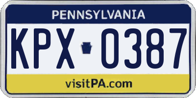 PA license plate KPX0387