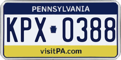 PA license plate KPX0388