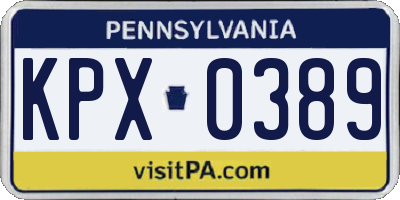 PA license plate KPX0389