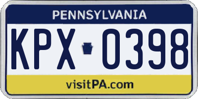 PA license plate KPX0398