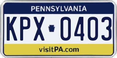 PA license plate KPX0403