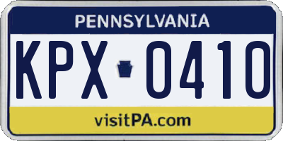 PA license plate KPX0410