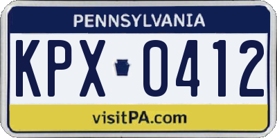 PA license plate KPX0412