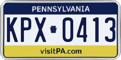 PA license plate KPX0413