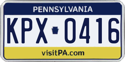 PA license plate KPX0416