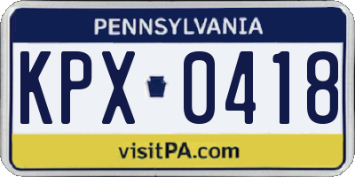 PA license plate KPX0418
