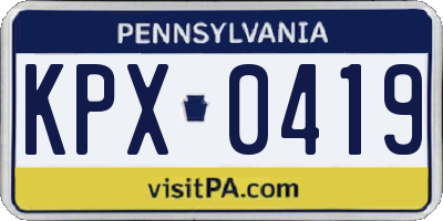 PA license plate KPX0419