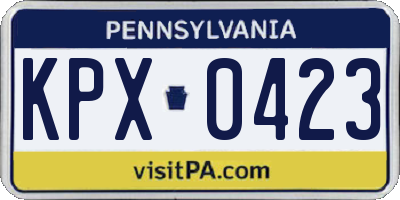 PA license plate KPX0423
