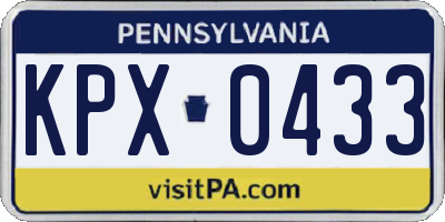 PA license plate KPX0433