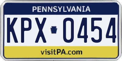PA license plate KPX0454