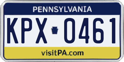 PA license plate KPX0461