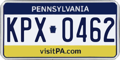 PA license plate KPX0462