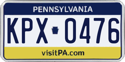 PA license plate KPX0476