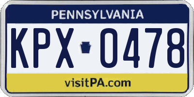 PA license plate KPX0478