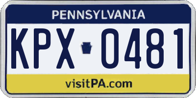 PA license plate KPX0481