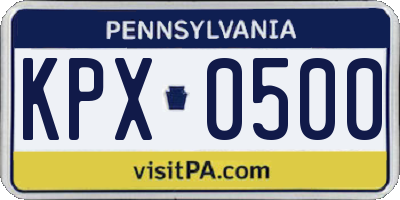 PA license plate KPX0500