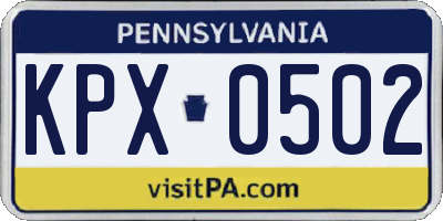 PA license plate KPX0502