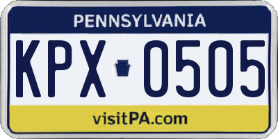 PA license plate KPX0505