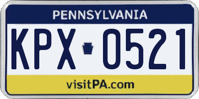 PA license plate KPX0521