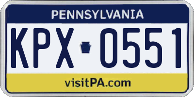 PA license plate KPX0551