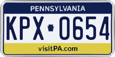 PA license plate KPX0654