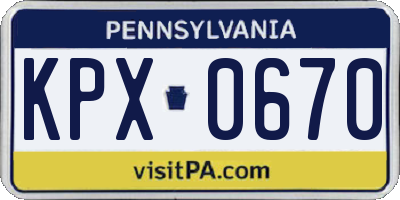 PA license plate KPX0670