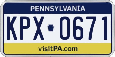PA license plate KPX0671