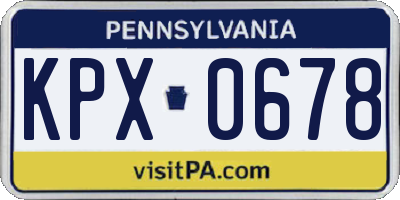 PA license plate KPX0678