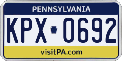 PA license plate KPX0692