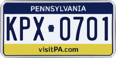 PA license plate KPX0701