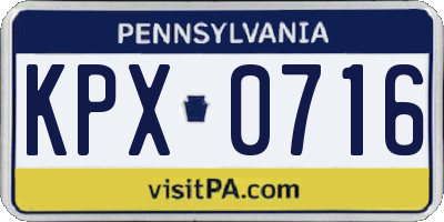 PA license plate KPX0716