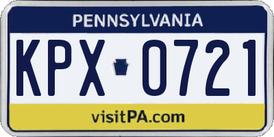 PA license plate KPX0721
